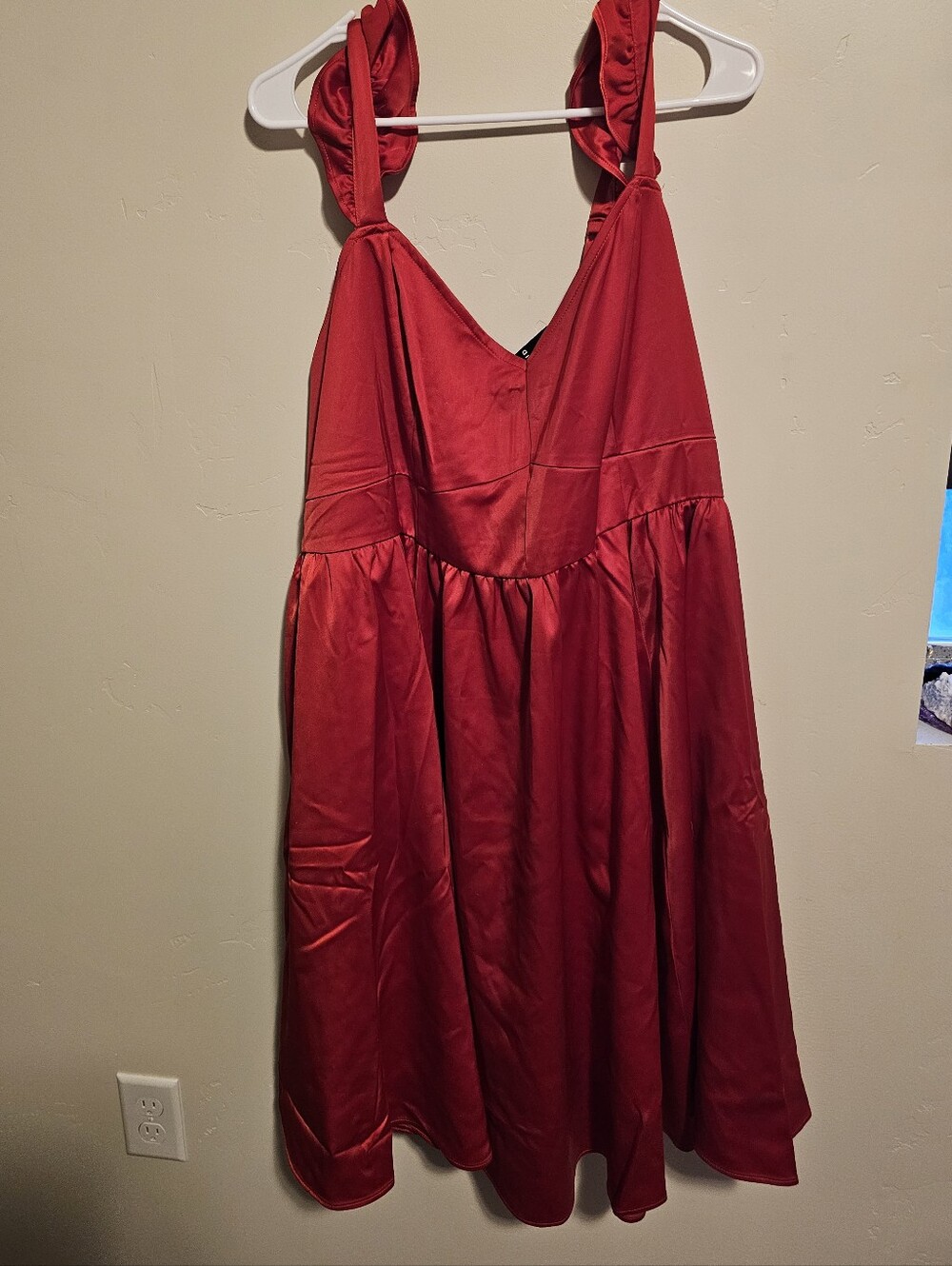 NWT Red Satin V-Neck Sleeveless Dress